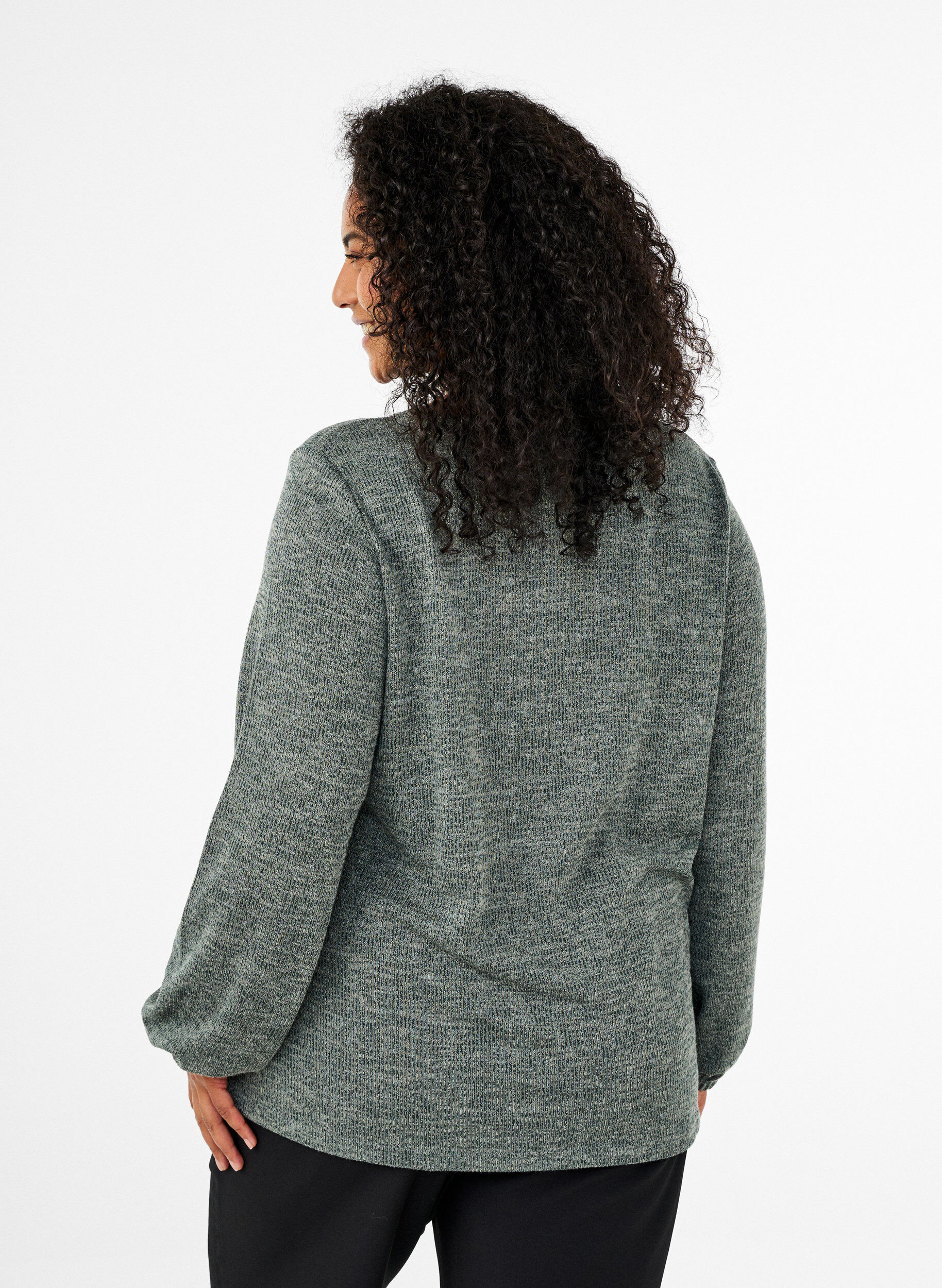 Zizzifashion FLASH - Jersey blouse with long sleeves, Green, Model image number 2