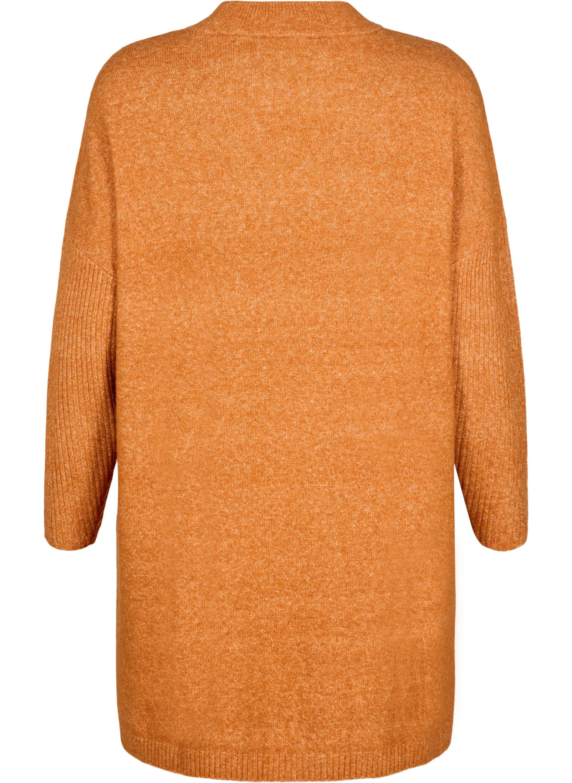 Zizzifashion Long knitted blouse with long sleeves, Autumnal Mel., Packshot image number 1