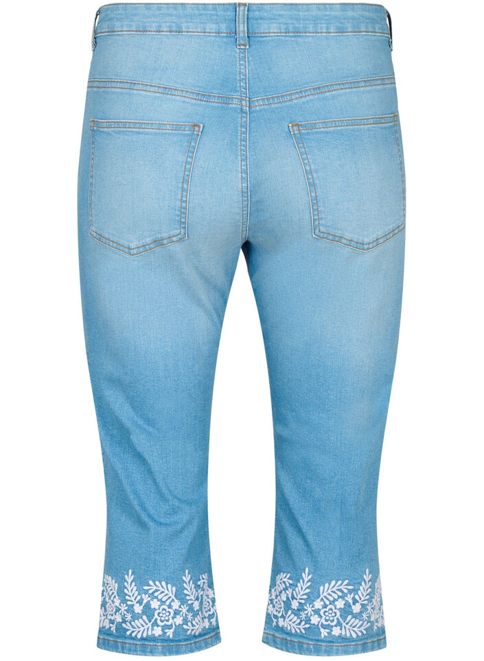 High-waisted Amy knickers with embroidery, Light blue denim, Packshot image number 1