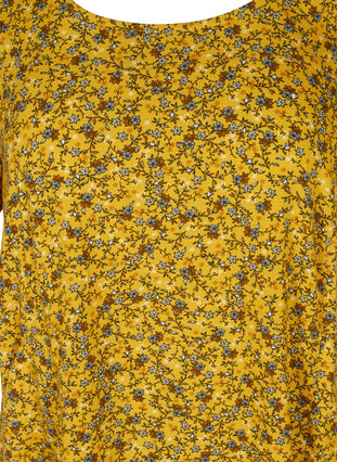 Short-sleeved viscose dress with print, Yellow Ditsy Flower, Packshot image number 2