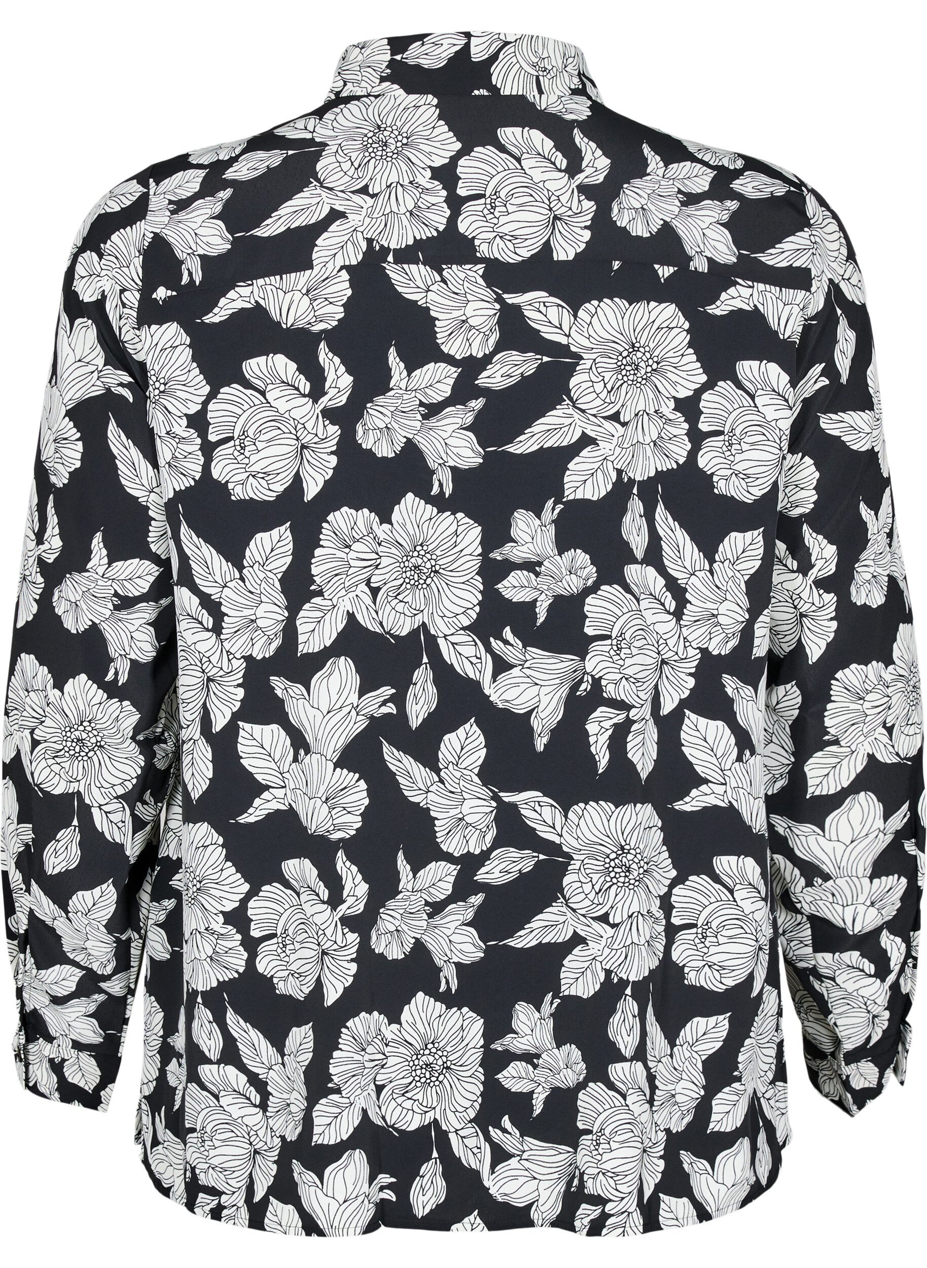 Zizzifashion Shirt with floral print, Black, Packshot image number 1