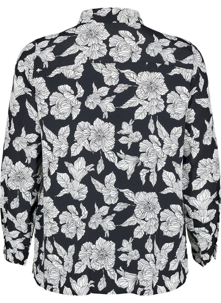 Shirt with floral print, Black, Packshot image number 1
