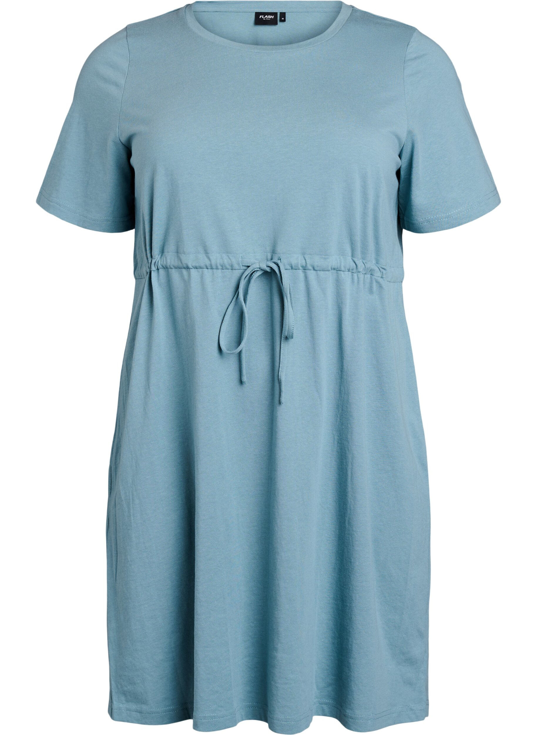 Zizzifashion FLASH - Short T-shirt dress with tie belt, Blue, Packshot image number 0