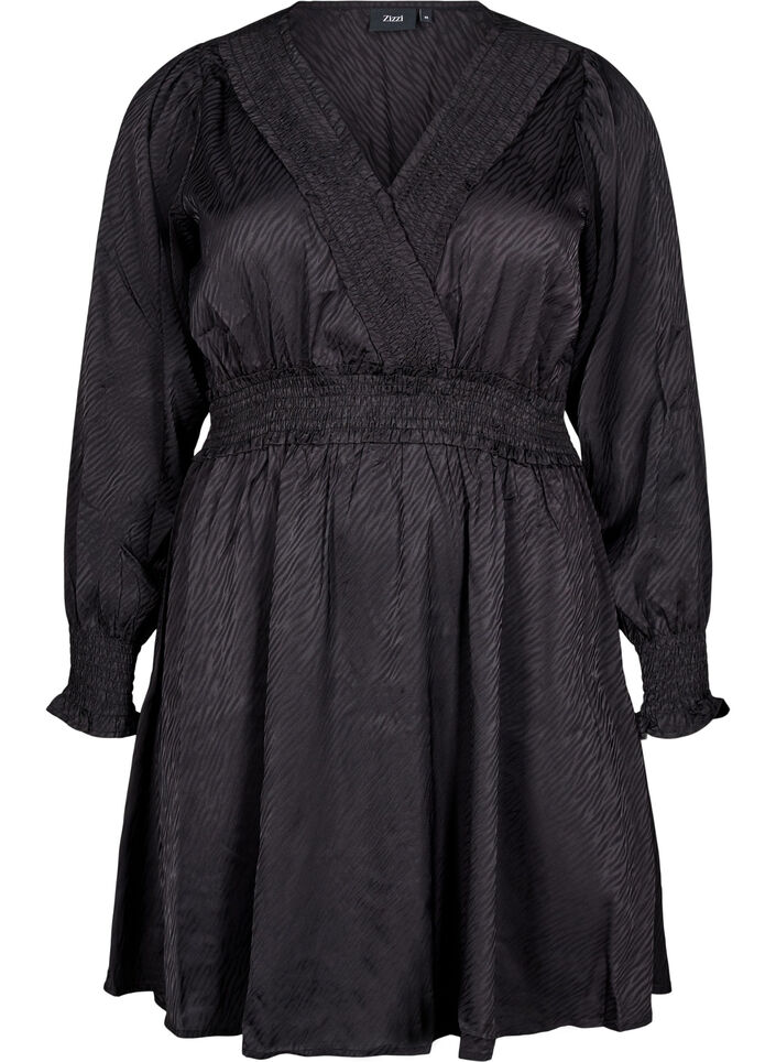 Short dress with smock detailing, Black, Packshot image number 0