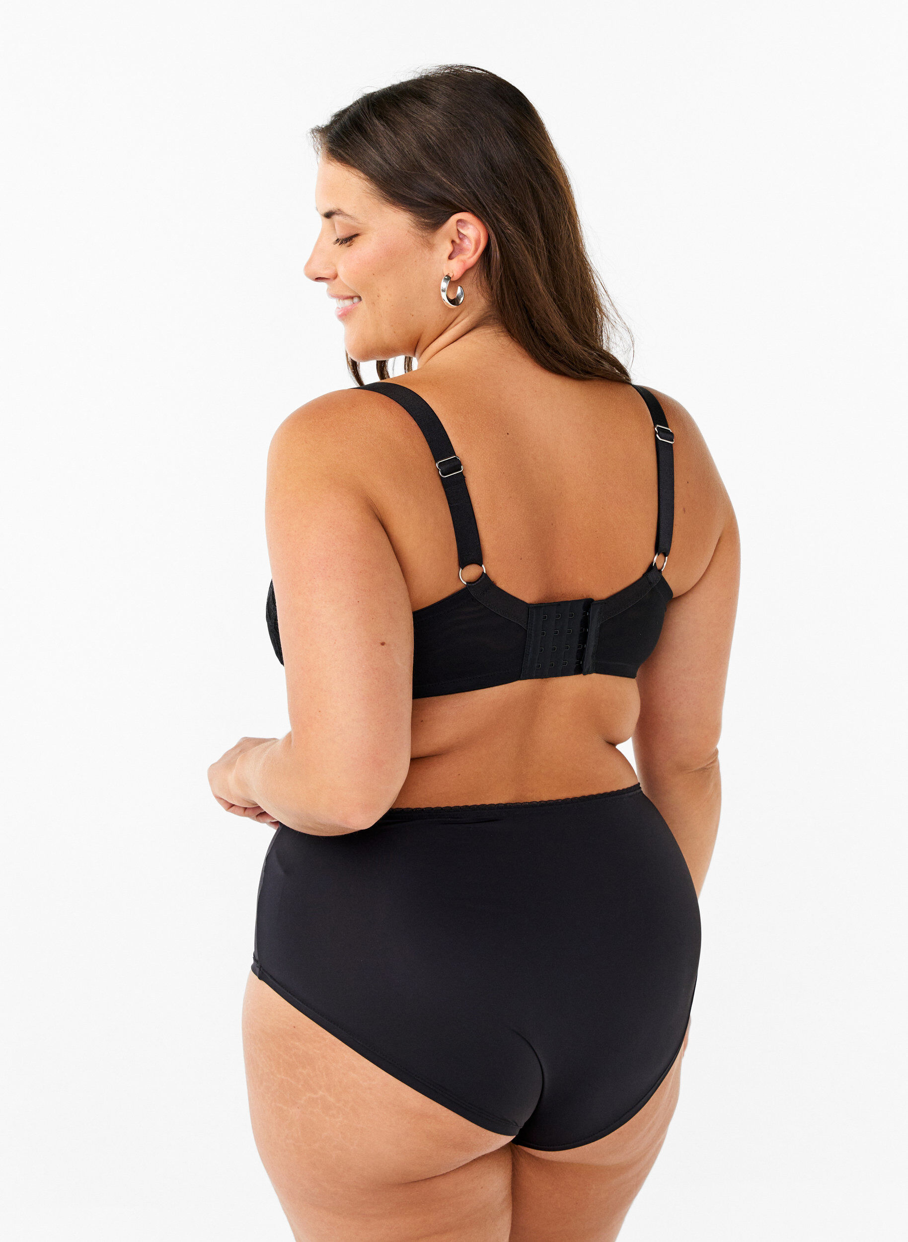 Zizzifashion Microfibre panties with lace details, Black, Model image number 1