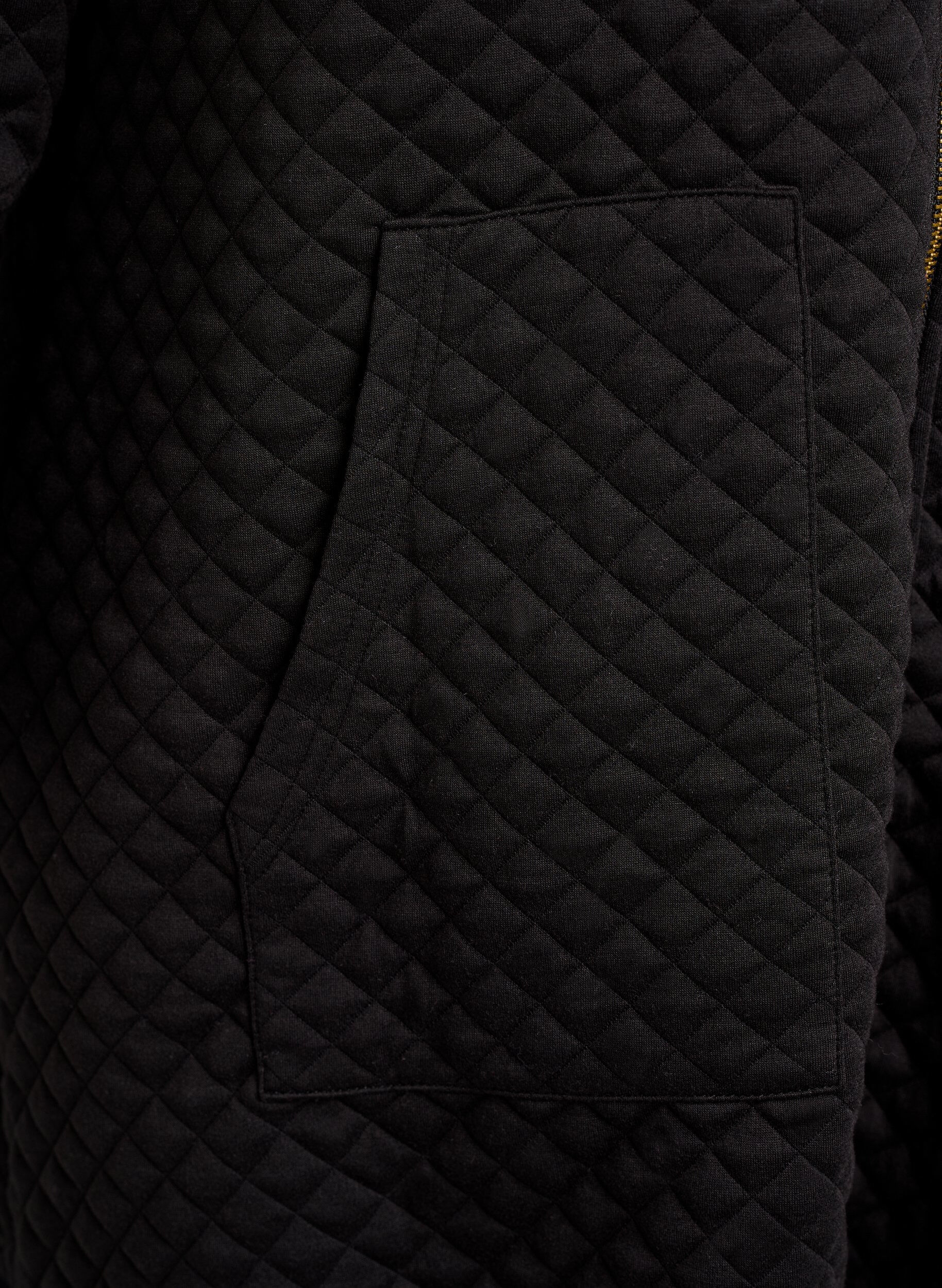Zizzifashion Long quilted zip-up hoodie with pockets, Black, Packshot image number 3