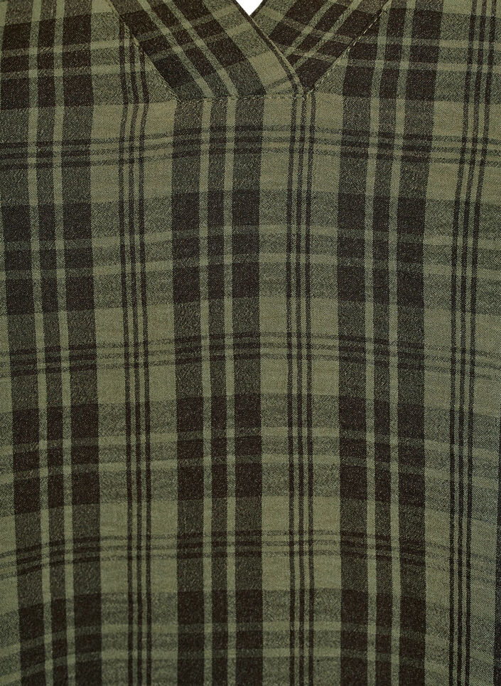 Blouse with check pattern and V-neckline, Green, Packshot image number 2