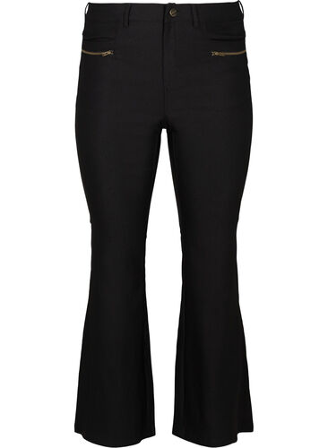 Bootcut trousers with zip details, Black, Packshot image number 0