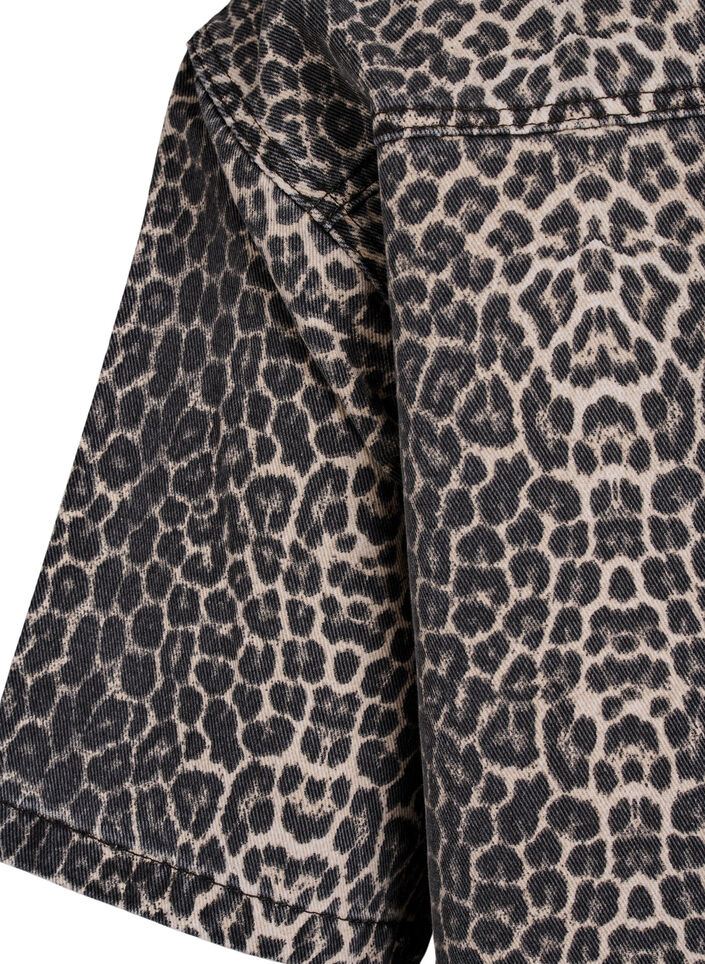 Denim shirt with leopard print and short sleeves, Leopard, Packshot image number 3