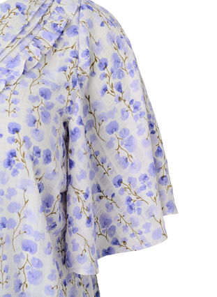 V-neck short sleeve blouse with floral print, Sand Verbena AOP, Packshot image number 3