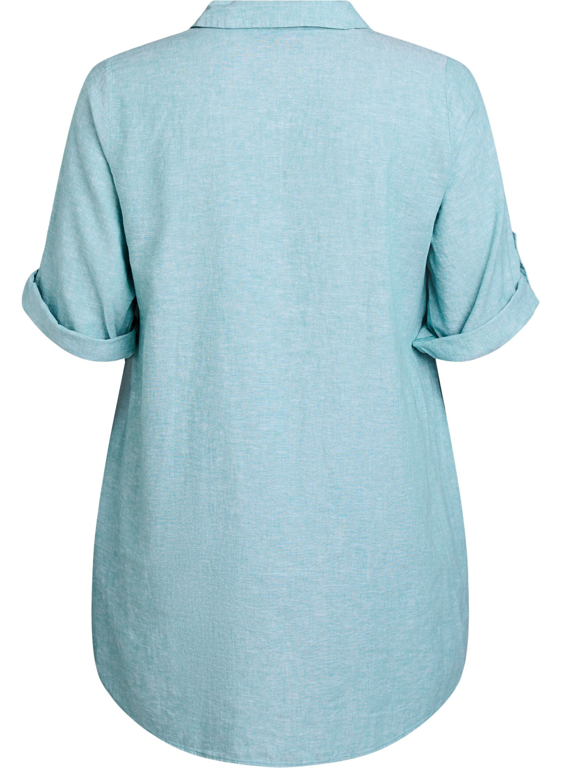 Zizzifashion Linen and viscose tunic with A-shape, Blue, Packshot image number 1