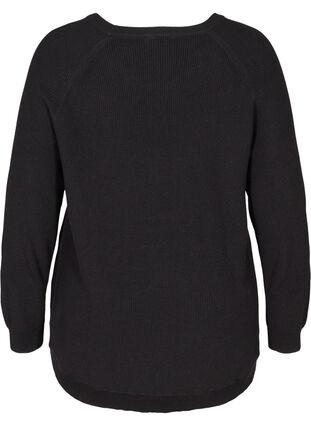 Knitted blouse with a round neckline, Black, Packshot image number 1