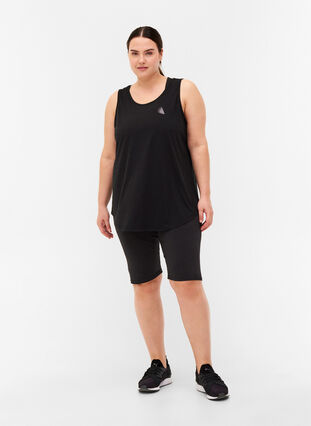 Exercise top with mesh and A-line, Black, Model image number 3
