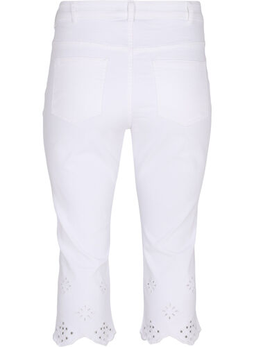 Capris with broderie anglaise, White, Packshot image number 1