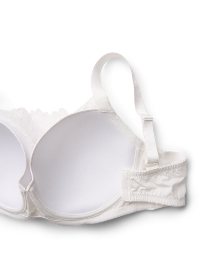 Moulded underwired bra with lace detail, White, Packshot image number 3