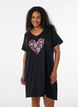 Organic cotton nightdress with V-neck, Black, Model image number 0