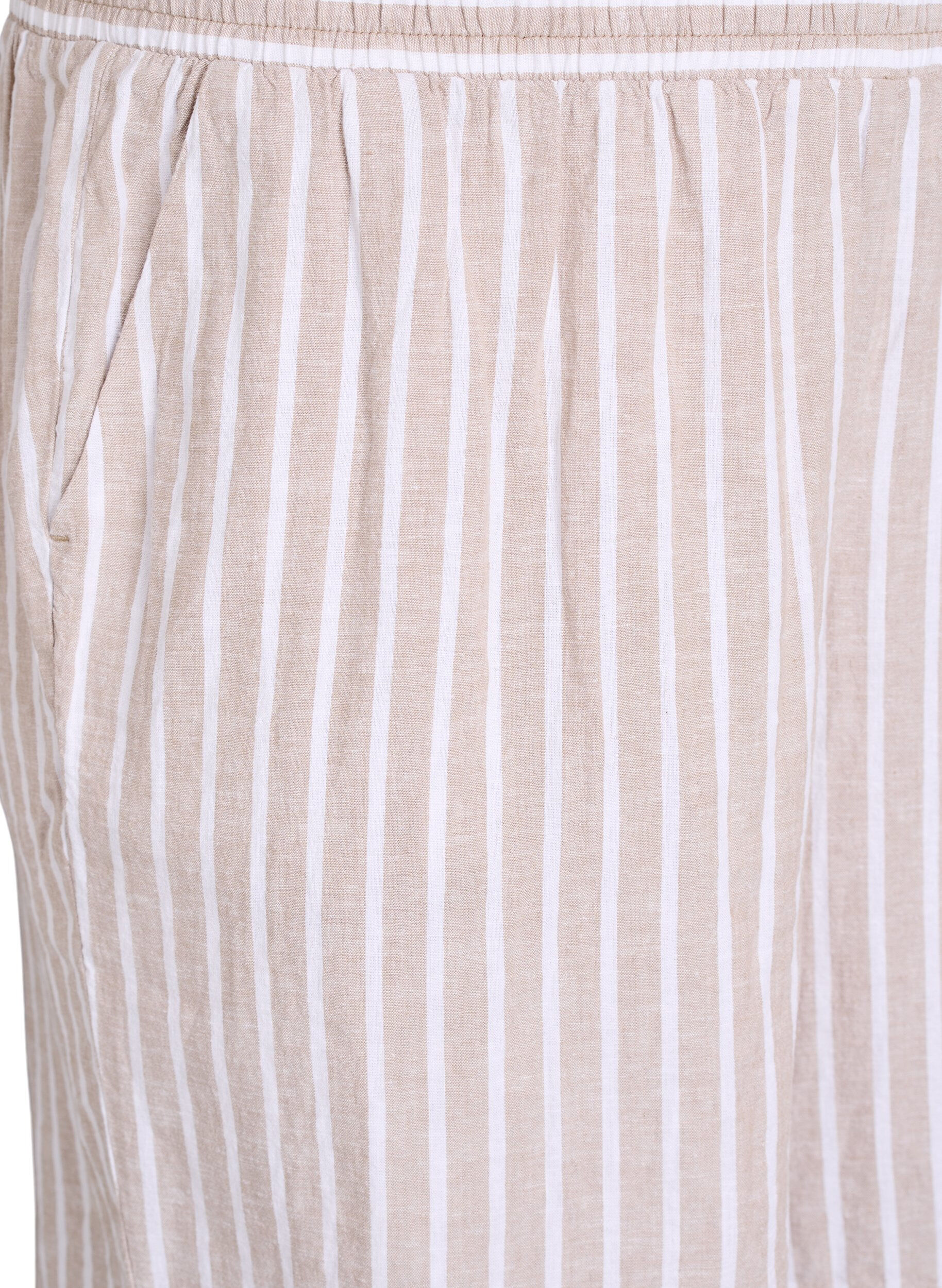 Zizzifashion Striped shorts in linen and viscose, Beige, Packshot image number 2