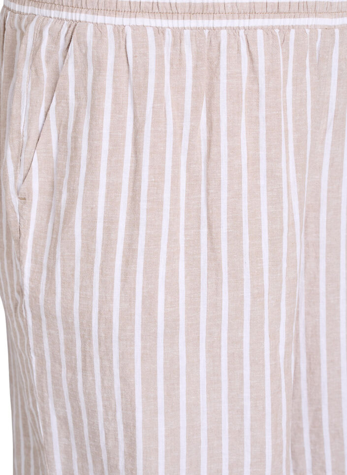 Striped shorts in linen and viscose, Beige, Packshot image number 2