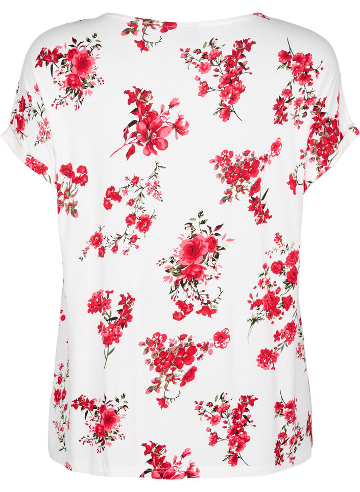 T-shirt with floral print, Red, Packshot image number 1