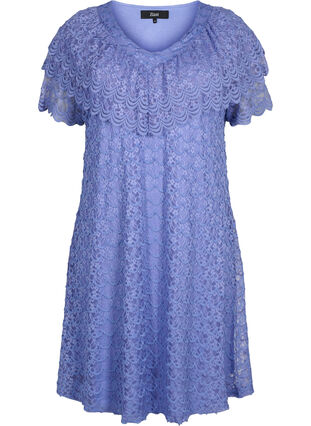 Short-sleeved blonde dress with wide frills, Lavender Violet, Packshot image number 0