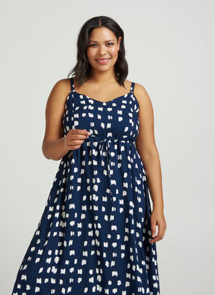 Long dress, BLUE SQUARES, Model image number 0