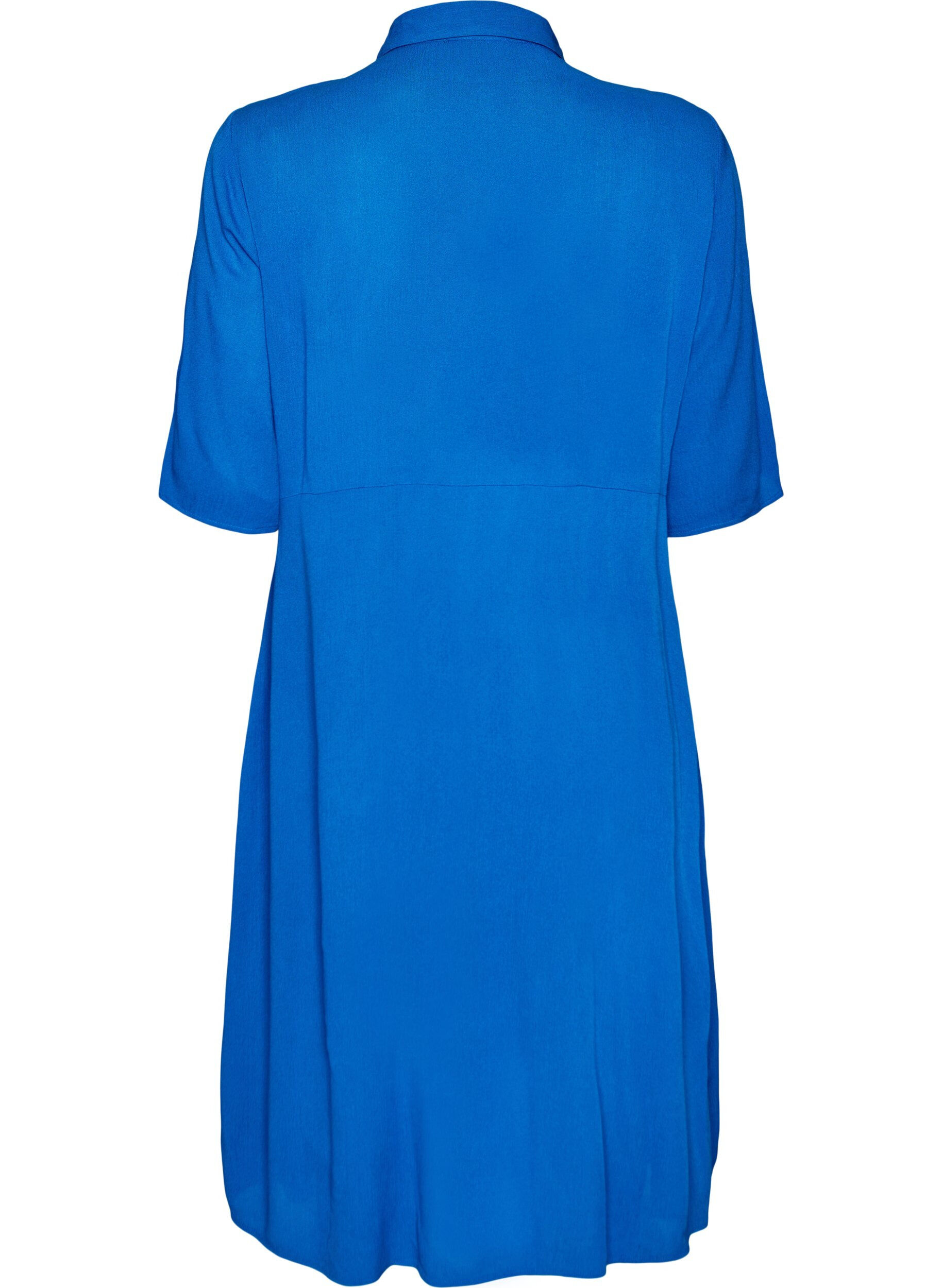 Zizzifashion Midi shirt dress with short sleeves, Blue, Packshot image number 1