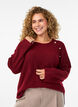 Ribbed jumper with decorative buttons, Red, Model image number 0