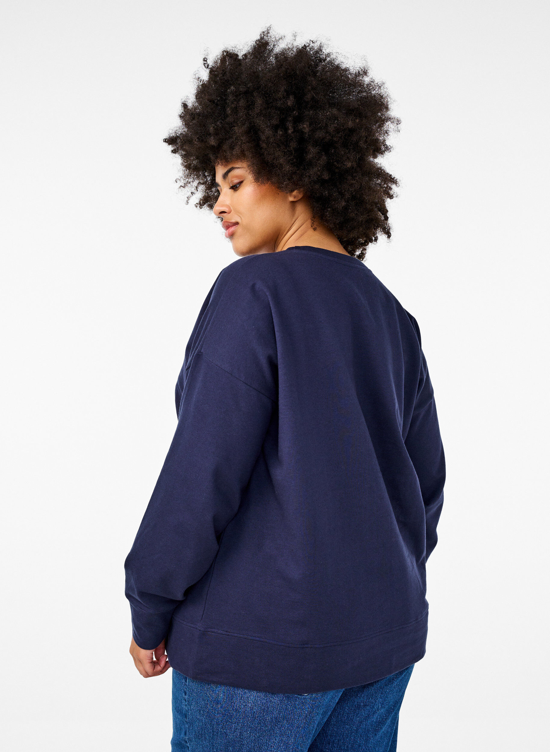 Zizzifashion Sweatshirt with embossed text design, Blue, Model image number 2