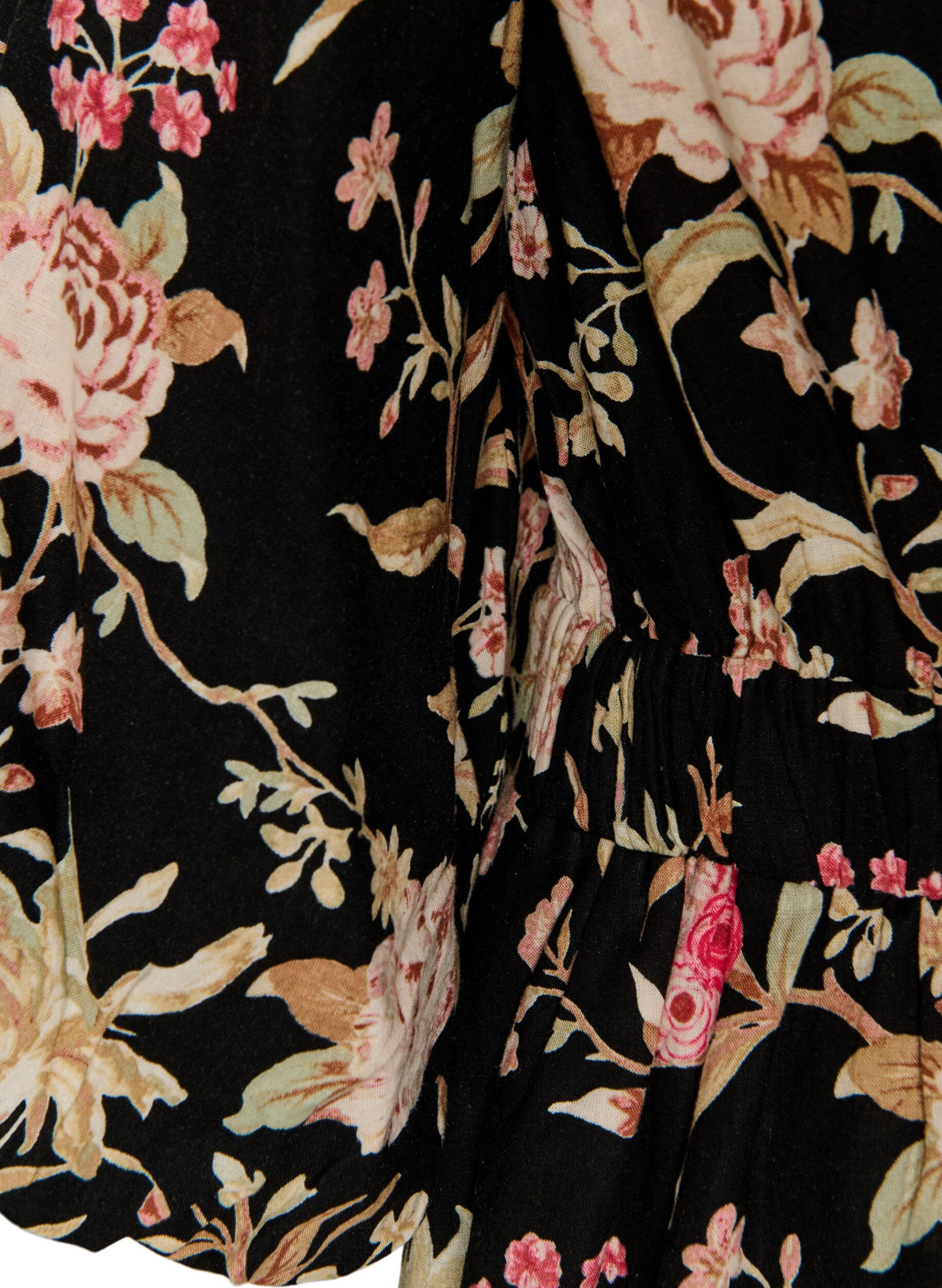 ZizzifashionFloral dress in linen and viscose with an empire line, Black, Packshot image number 3