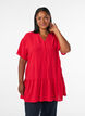 Loose tunic with crinkled texture and ruffle hem, Red, Model image number 0