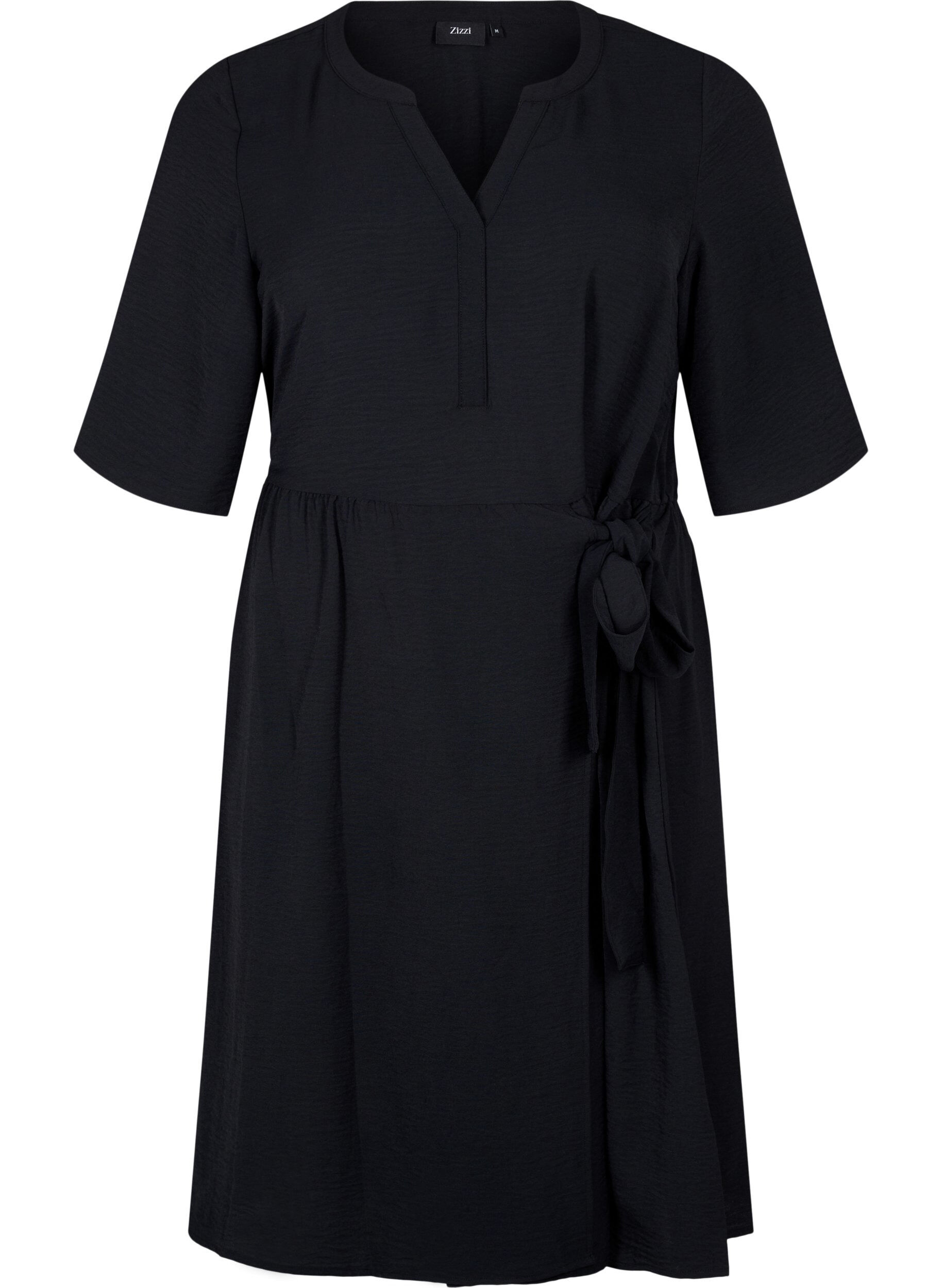 Zizzifashion Mid-length dress with tie detail, Black, Packshot image number 0