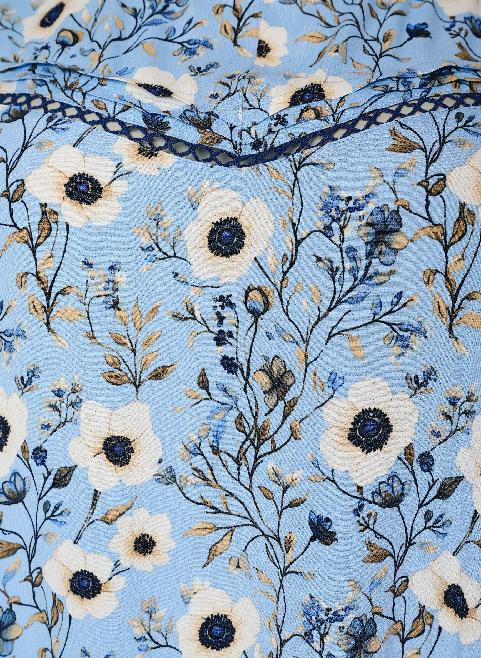Zizzifashion Floral blouse with short sleeves, Blue, Packshot image number 2