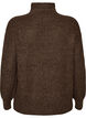 Knitted sweater with high neck and zipper, Brown, Packshot image number 1