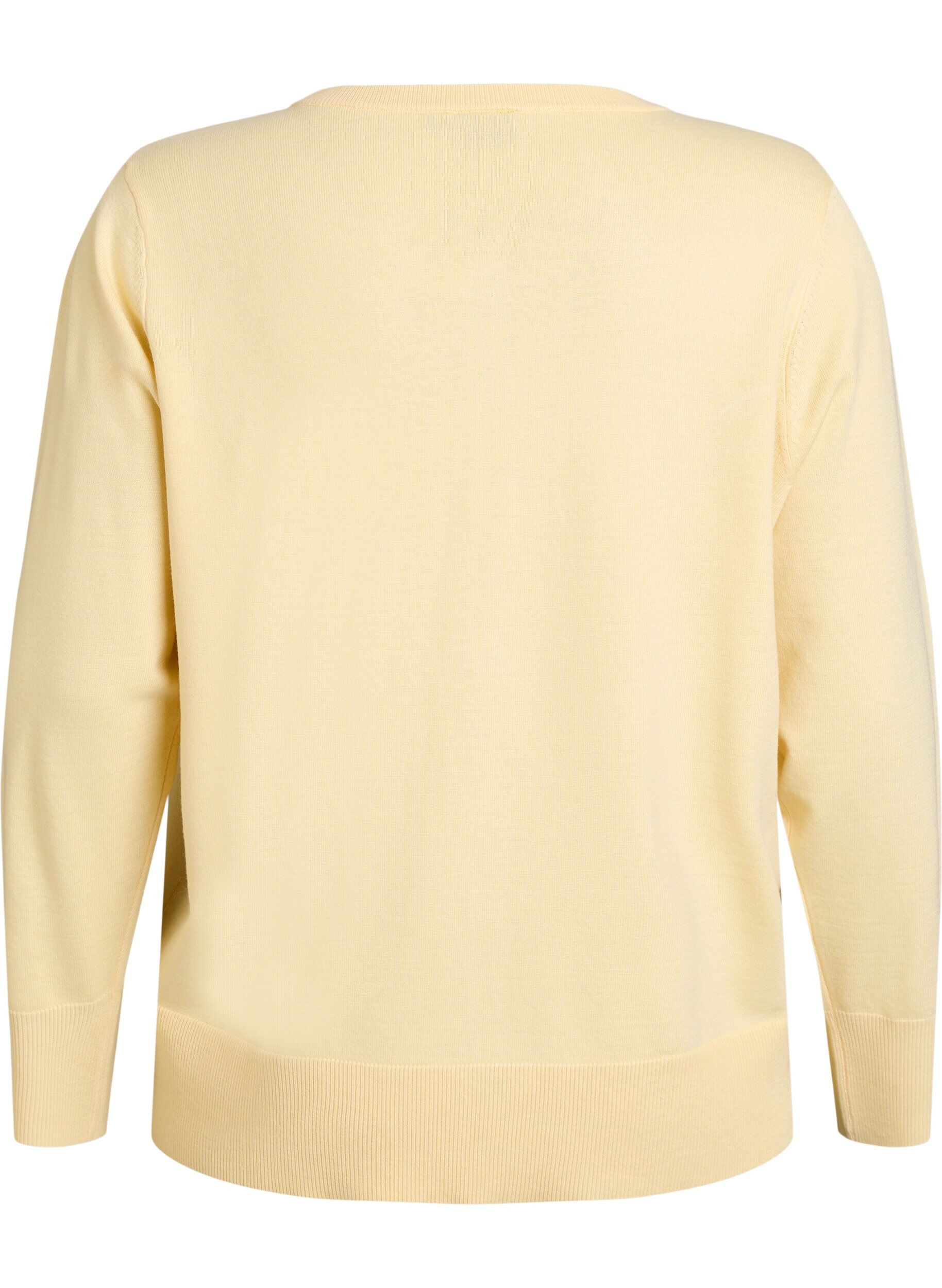 ZizzifashionFine-knit cardigan with round neck, Yellow, Packshot image number 1
