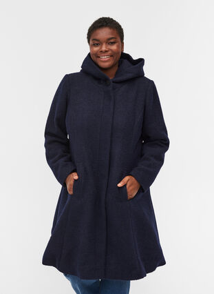 Long coat with wool, Night Sky Mel., Model image number 0