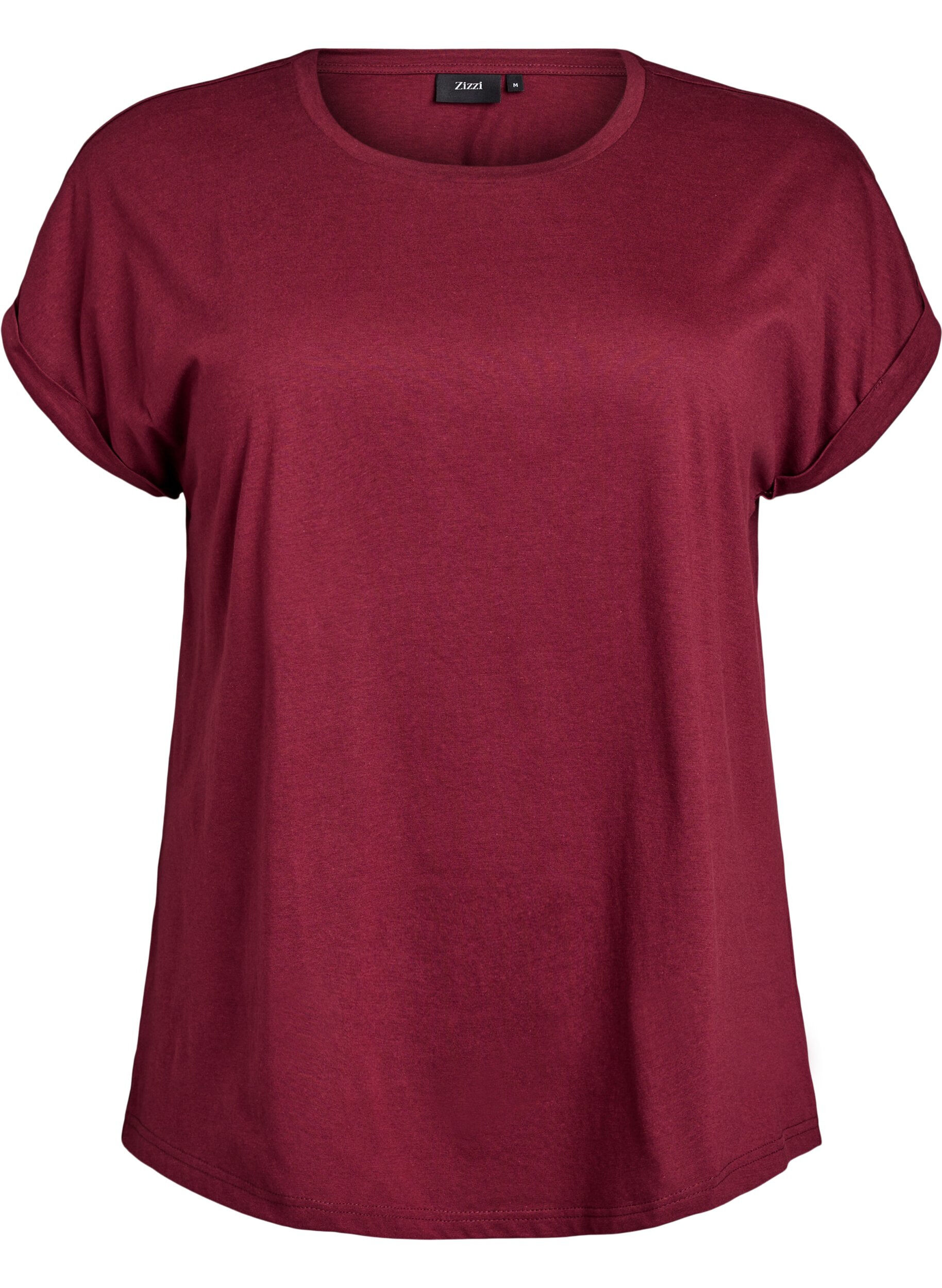 ZizzifashionShort sleeve cotton blend T-shirt, Dark Bordeaux, Packshot image number 0