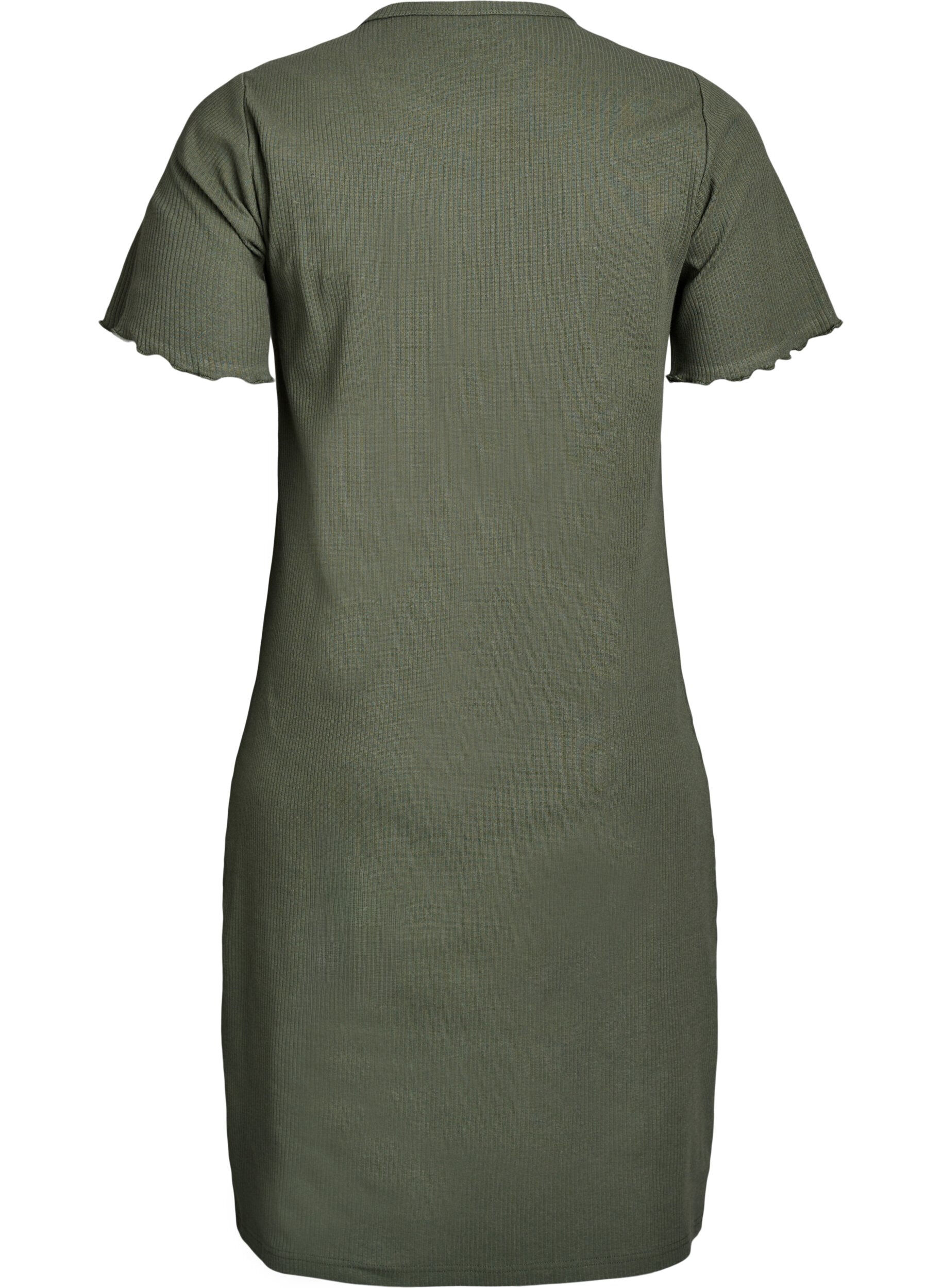 Zizzifashion Knee-length T-shirt dress in ribbed jersey, Green, Packshot image number 1