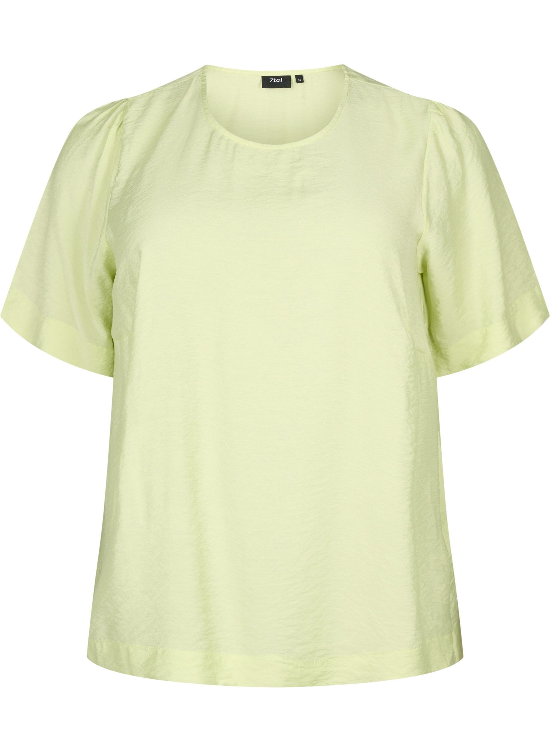 Zizzifashion Blouse with half-length sleeves in viscose, Lily Green, Packshot image number 0