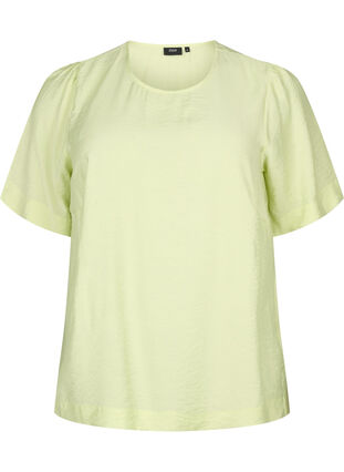 Blouse with half-length sleeves in viscose, Lily Green, Packshot image number 0