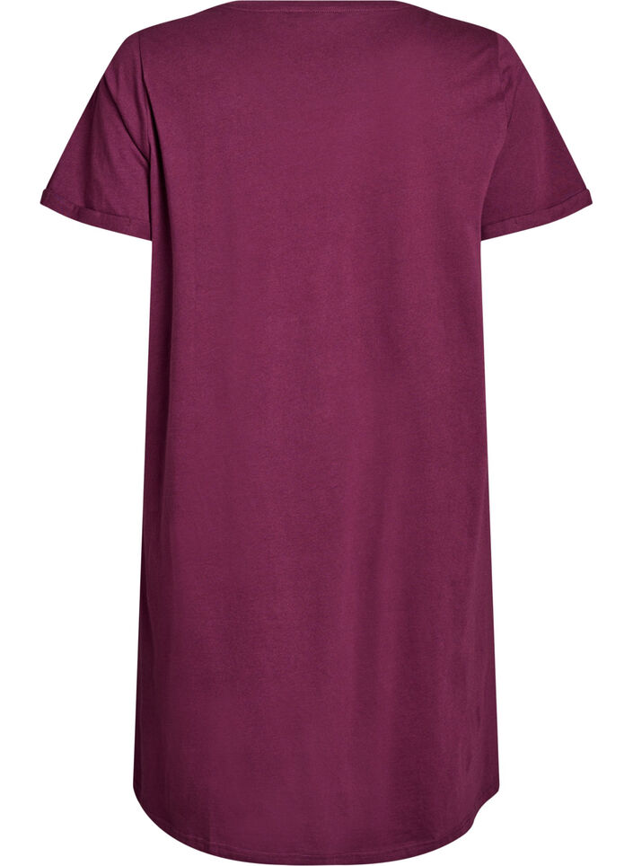 Short-sleeved nightgown in organic cotton, Dark Bordeaux, Packshot image number 1