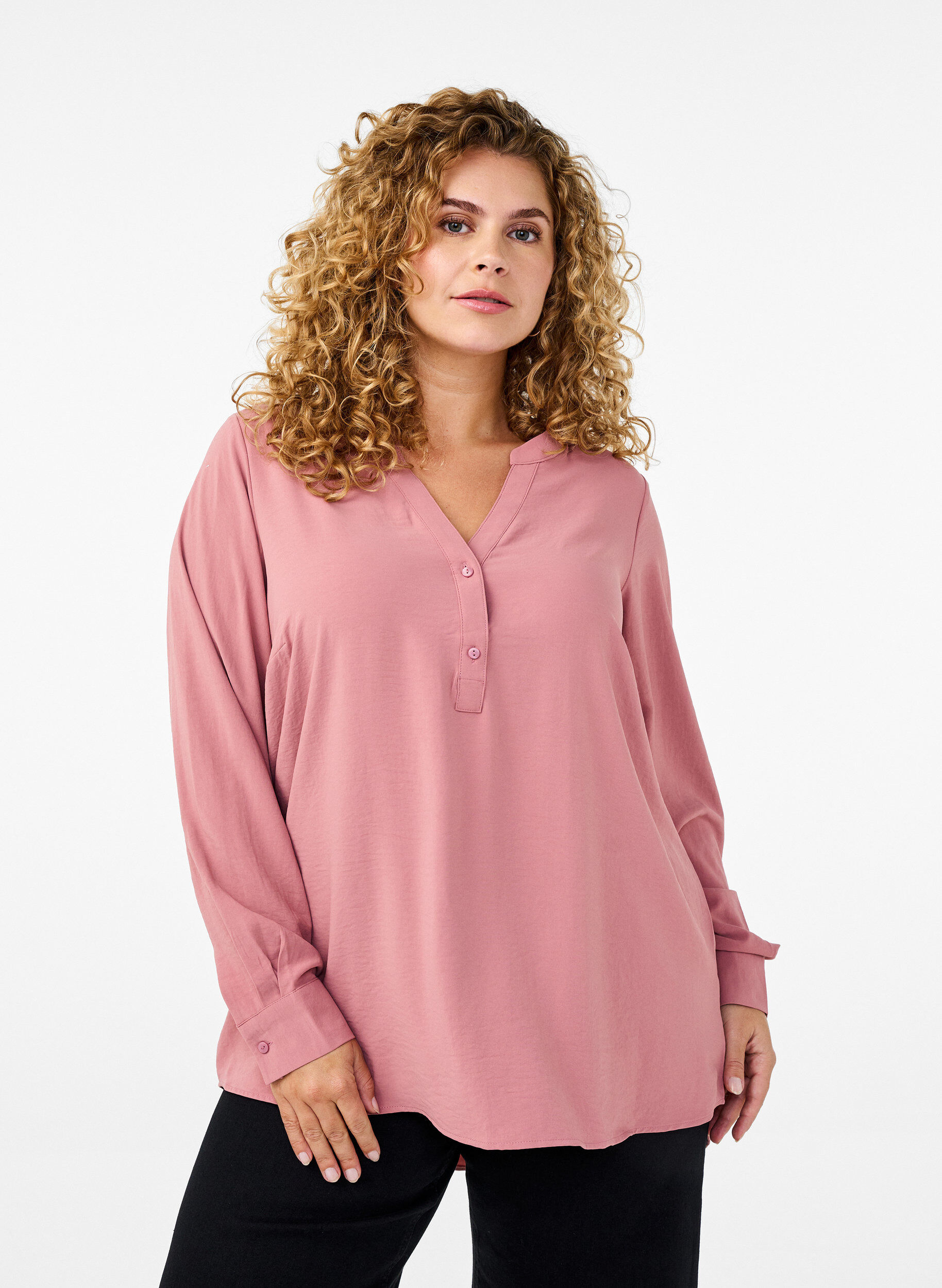 Zizzifashion FLASH - Shirt blouse with long sleeves, Rose, Model image number 0