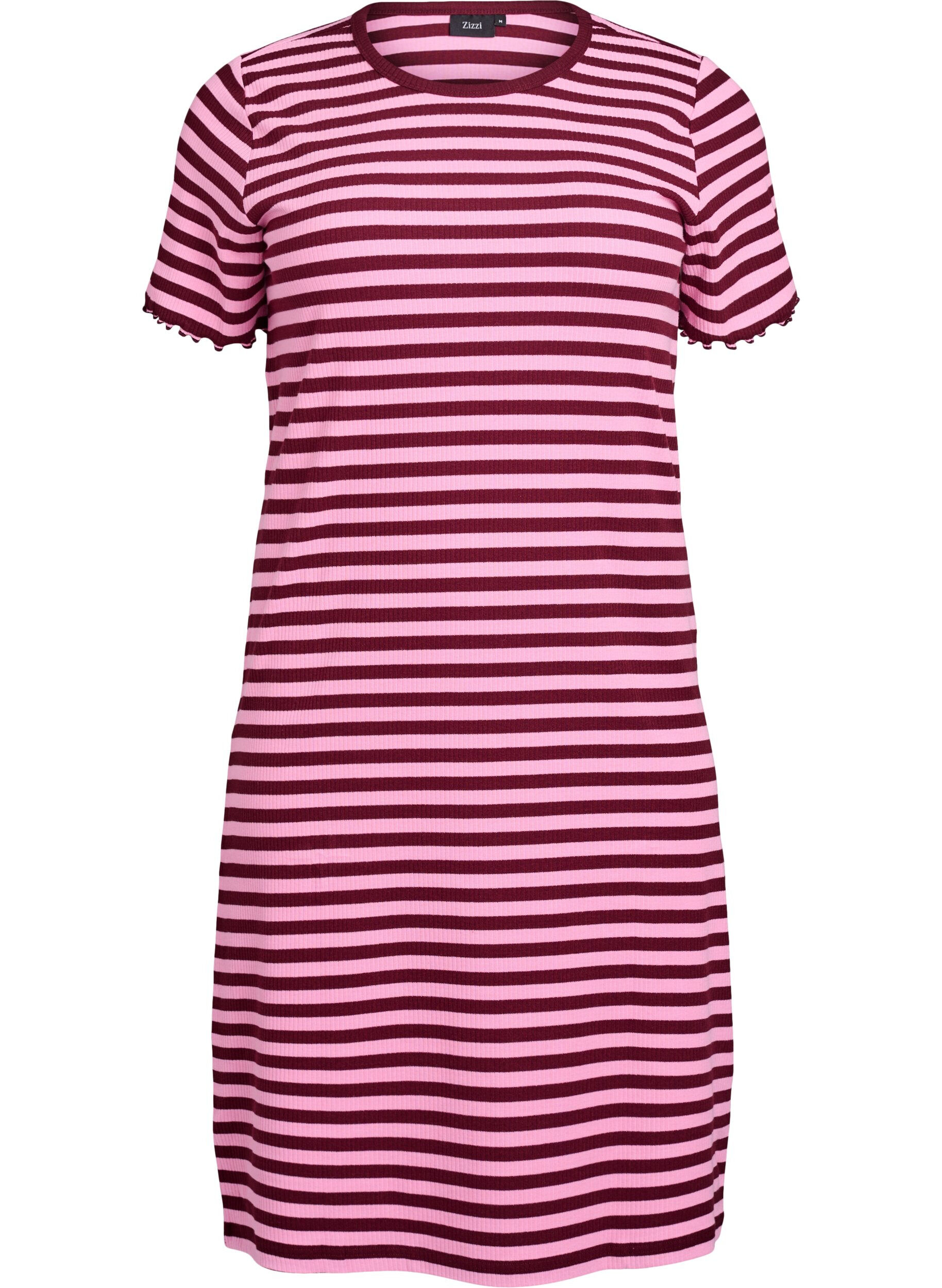 Knee-length T-shirt dress in ribbed jersey