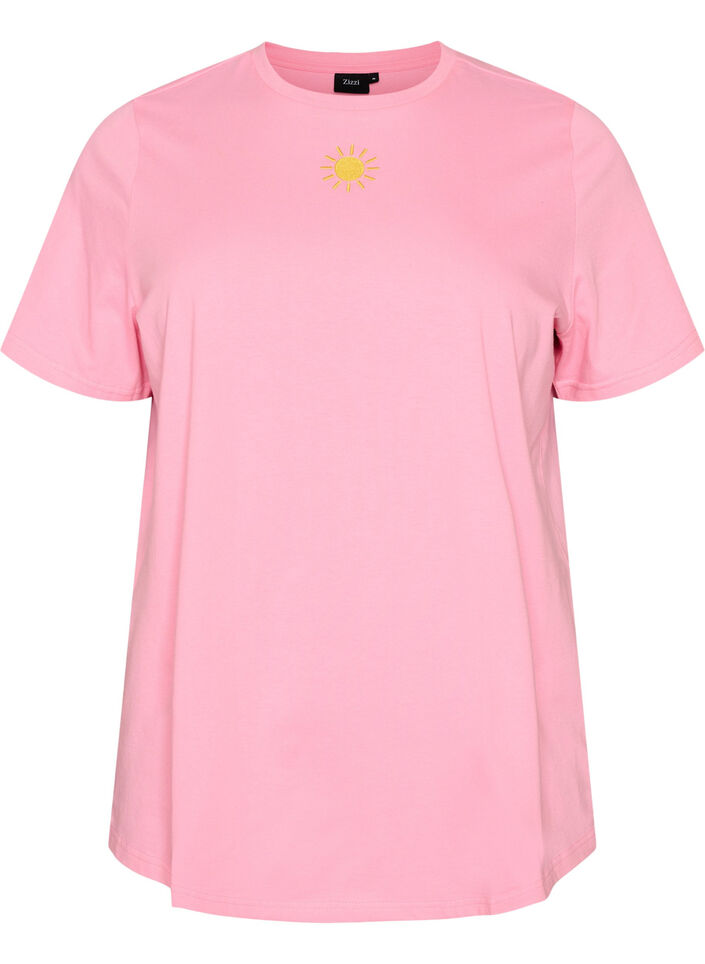 Organic cotton T-shirt with text motif, Pink, Packshot image number 0