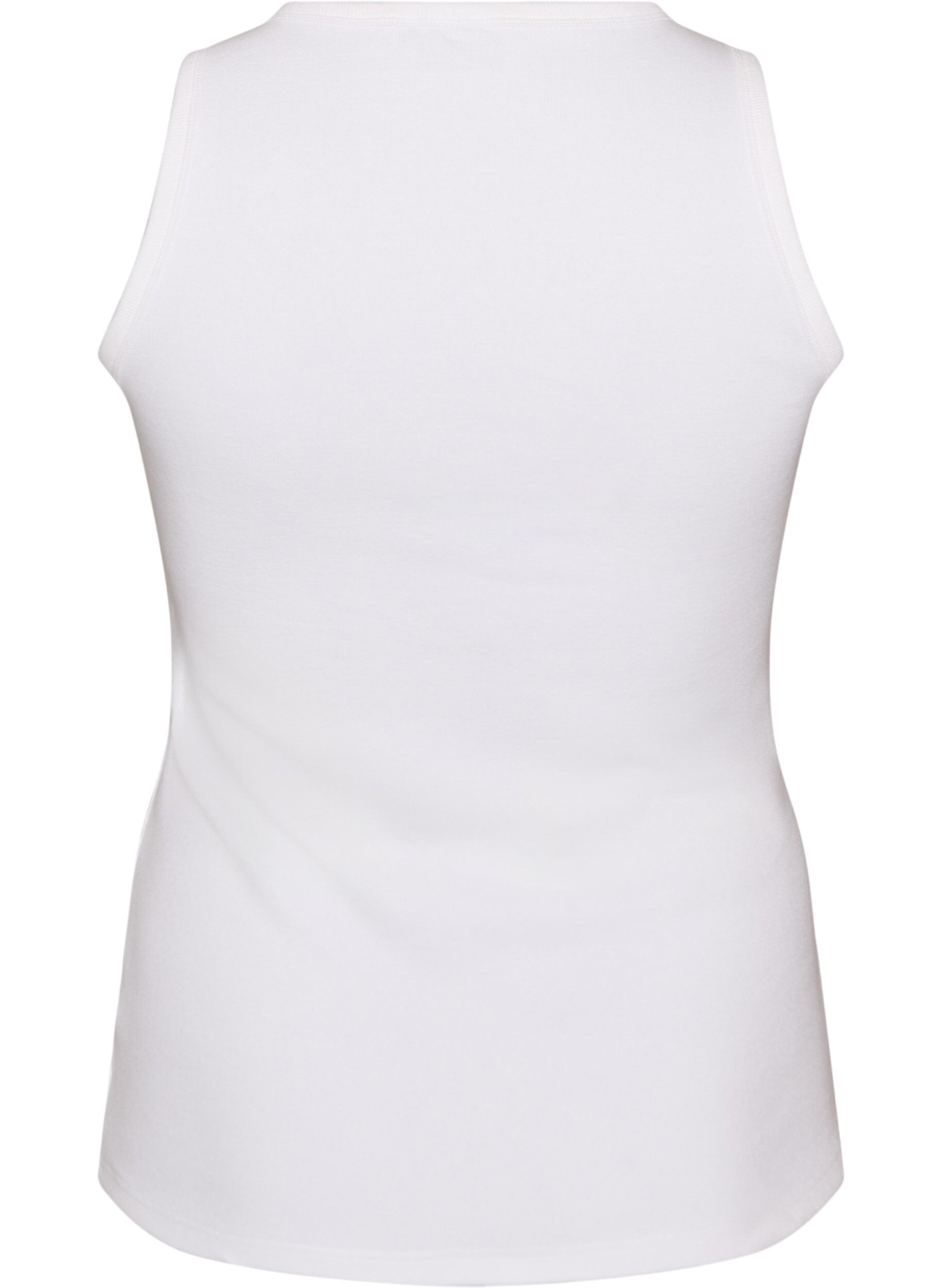 Zizzifashion Cotton ribbed top with high neck, White, Packshot image number 1