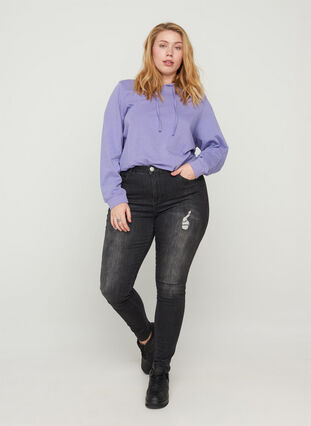 Amy jeans with wear details, Grey Denim, Model image number 0
