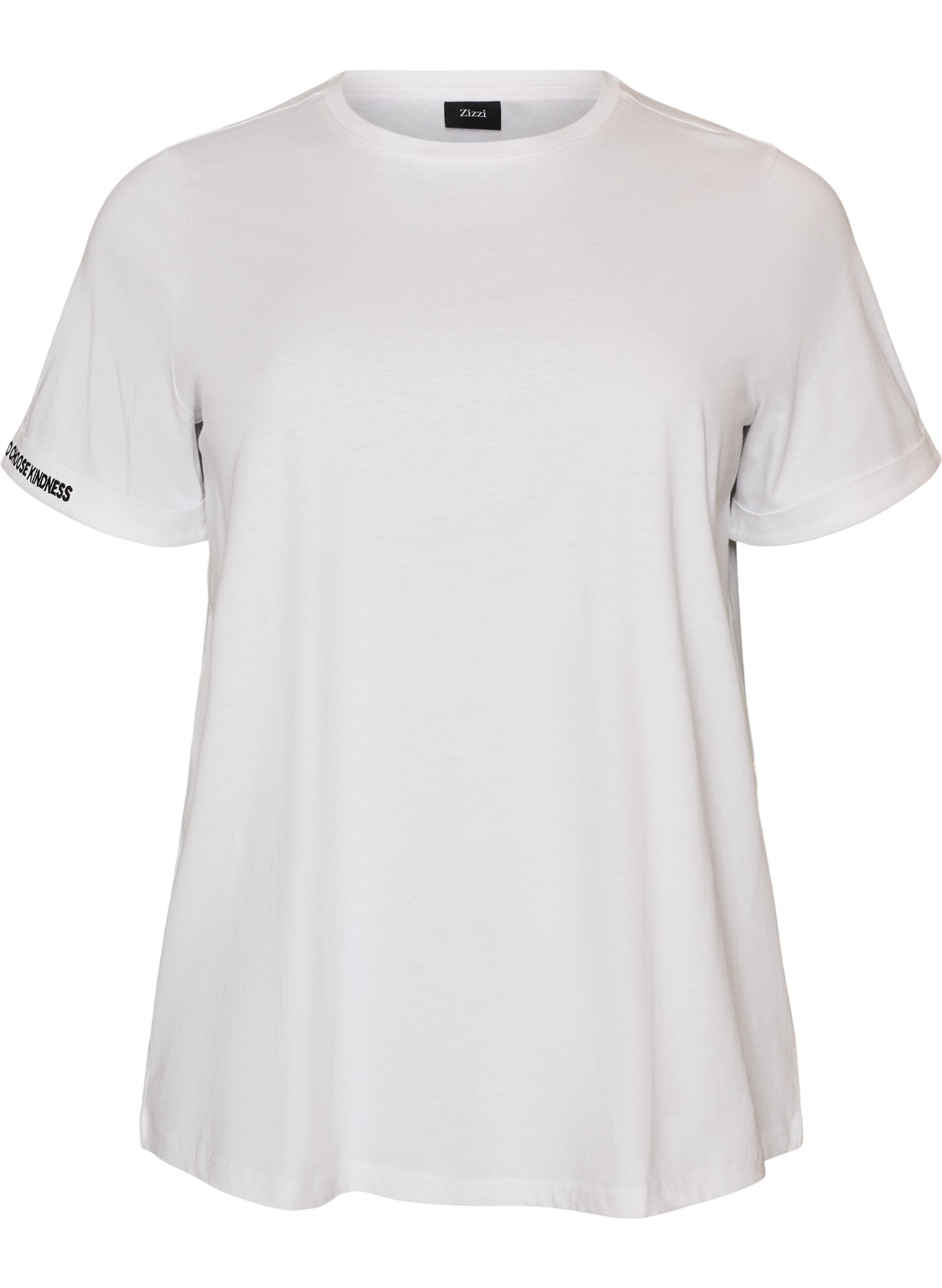 ZizzifashionCotton T-shirt with text embroidery, White, Packshot image number 0