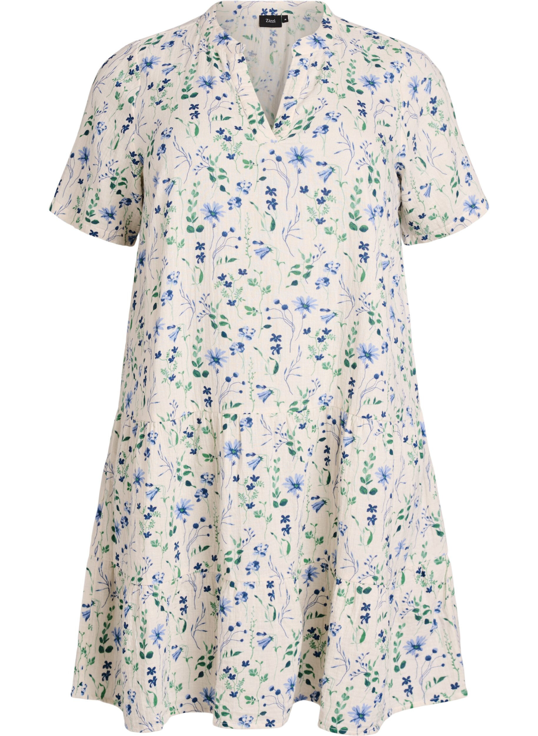 Short A-line dress in cotton muslin