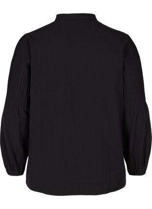 Long-sleeved blouse in cotton, Black, Packshot image number 1
