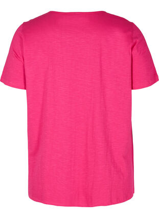 Short-sleeved t-shirt with broderie anglaise, Fuchsia Purple, Packshot image number 1