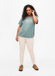 Melange blouse with short sleeves, Chinois Green Mel., Model image number 2